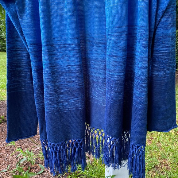 Lilly Pulitzer Blue thistle Tatum Ombré fringe Cardigan Sweater size Large - Picture 6 of 11